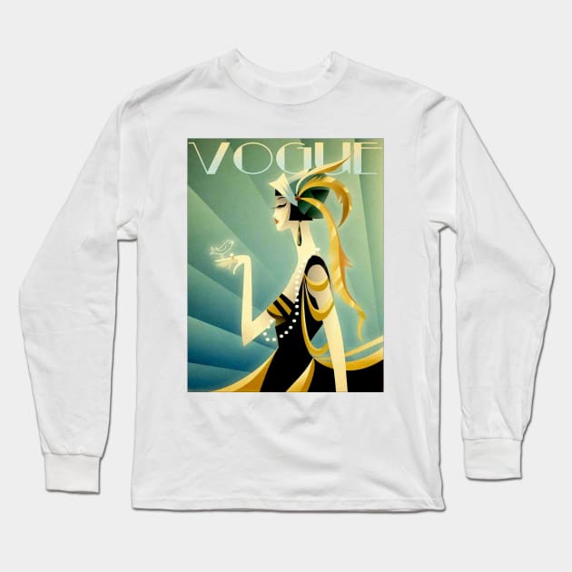 Vogue Beautiful Woman Print Long Sleeve T-Shirt by posterbobs